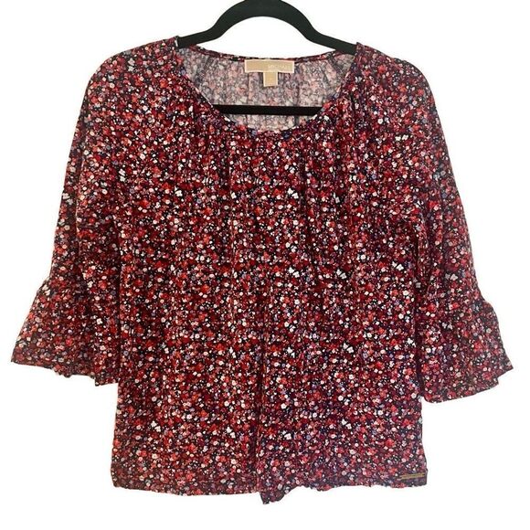 Michael Michael kors floral bell sleeve blouse m - Picture 1 of 9